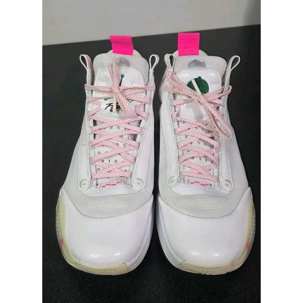 Nike Air 34 White Pink Player Issed Basketball Sneakers‎ PE Men 14 XXXIV Low EUC
